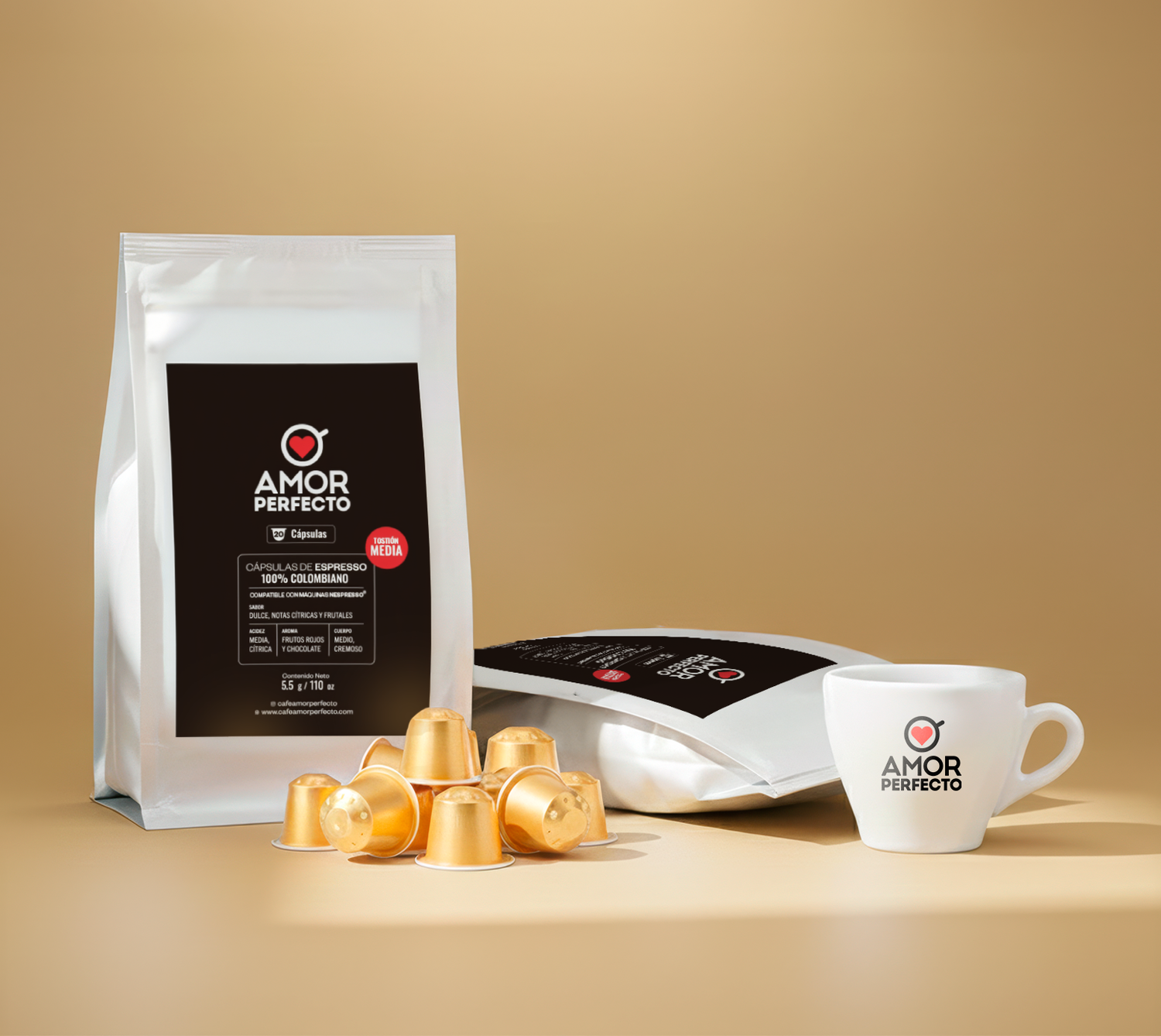 Nuevas cápsulas de café de especialidad Amor Perfecto, café 100% colombiano pack de 20 unidades.